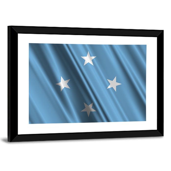 Micronesia Flag with Four Stars Wall Art as a framed print