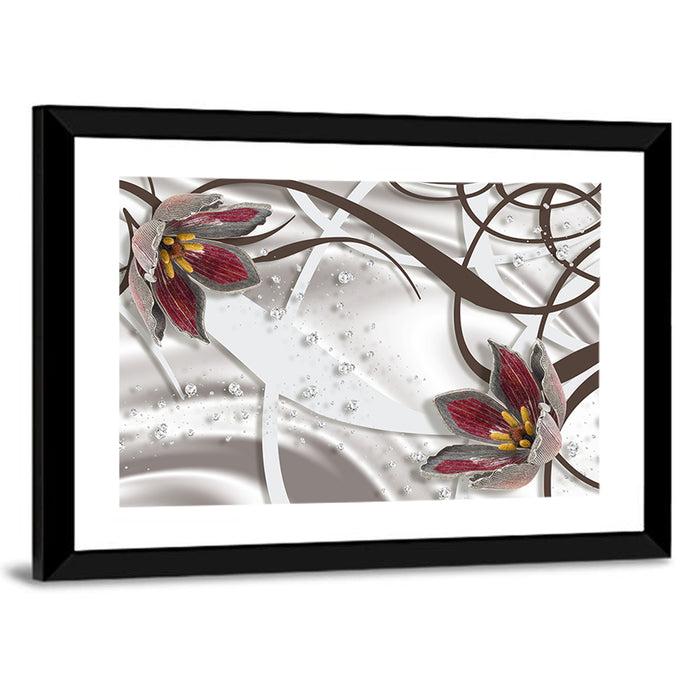 Jewelry Floral Swirls Wall Art as a framed print
