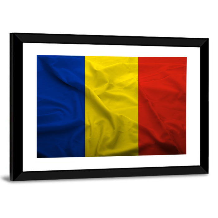 Romanian Flag Wall Art as a framed print