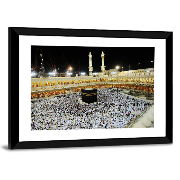 Kaaba Overhead Night View Wall Art as a framed print