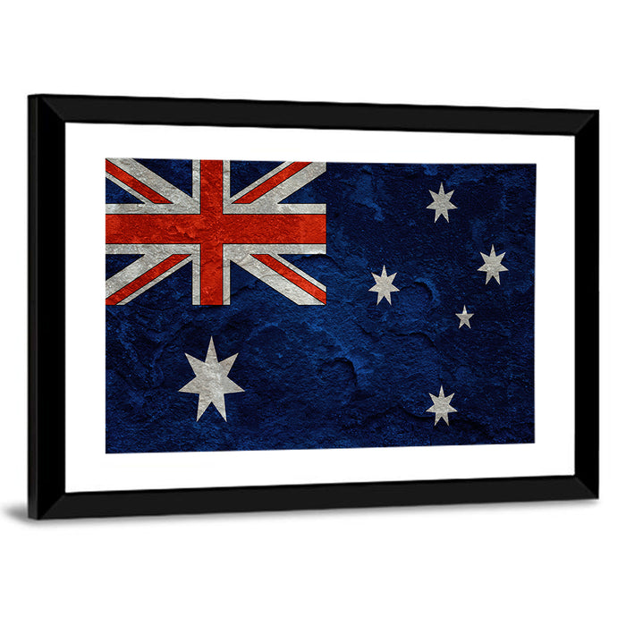 Distressed Australian Flag Wall Art as a framed print