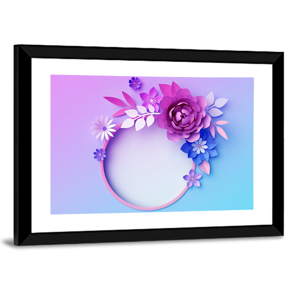 3d Neon Paper Flowers Wall Art