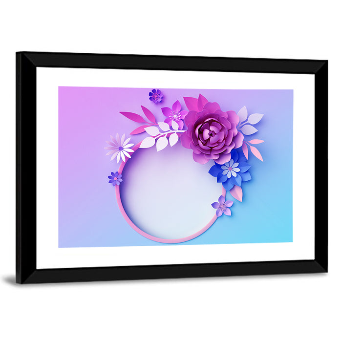 3d Neon Paper Flowers Wall Art as a framed print