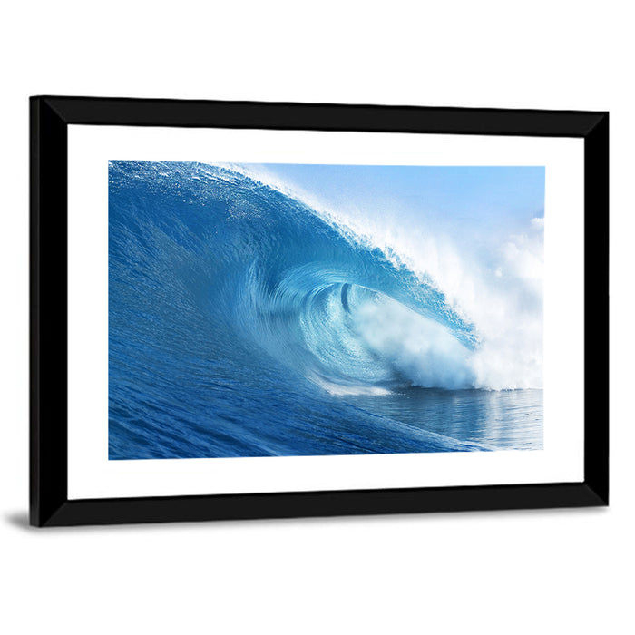 Blue Surf Barrel Wall Art as a framed print