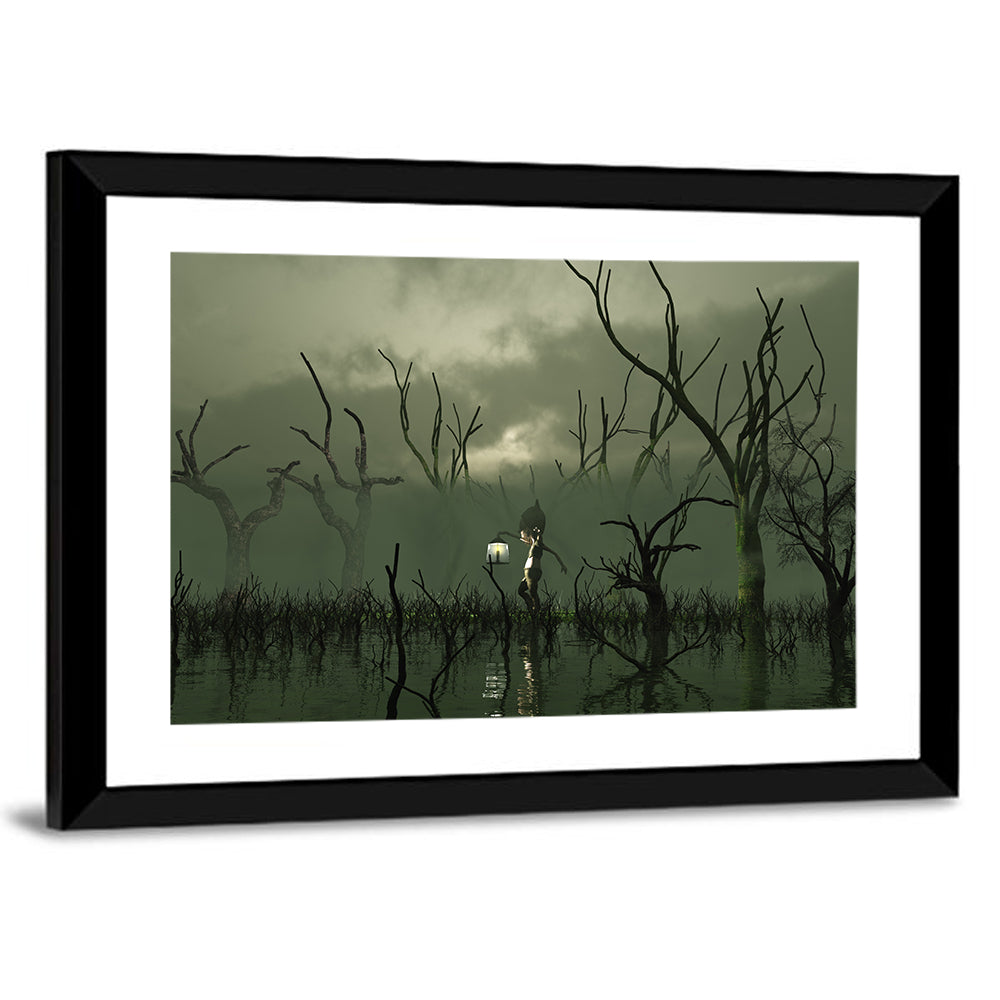 Will O The Wisp In Misty Swamp Wall Art