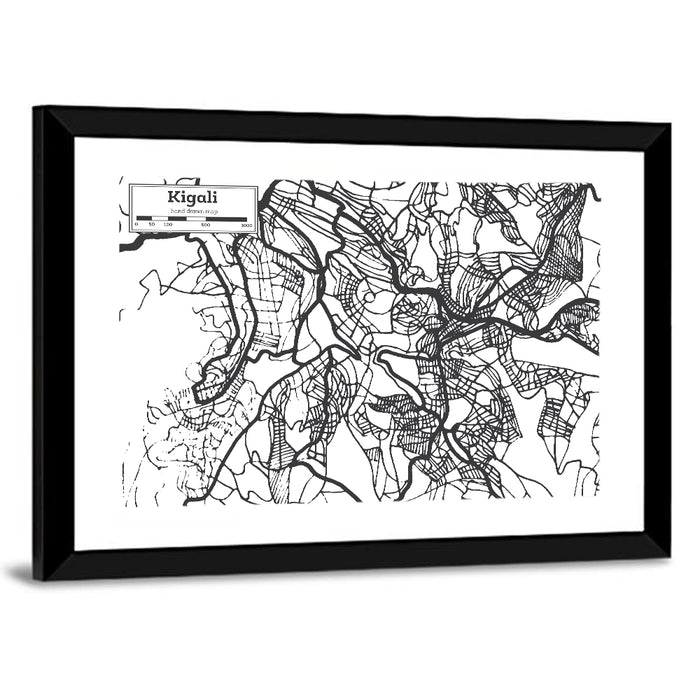 Kigali Urban Map Wall Art as a framed print