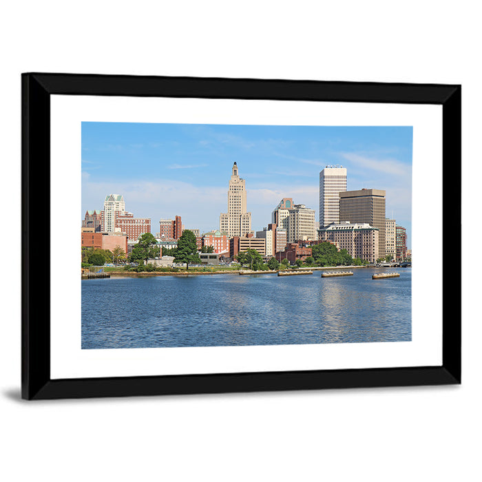 Providence Waterfront Skyline Wall Art as a framed print