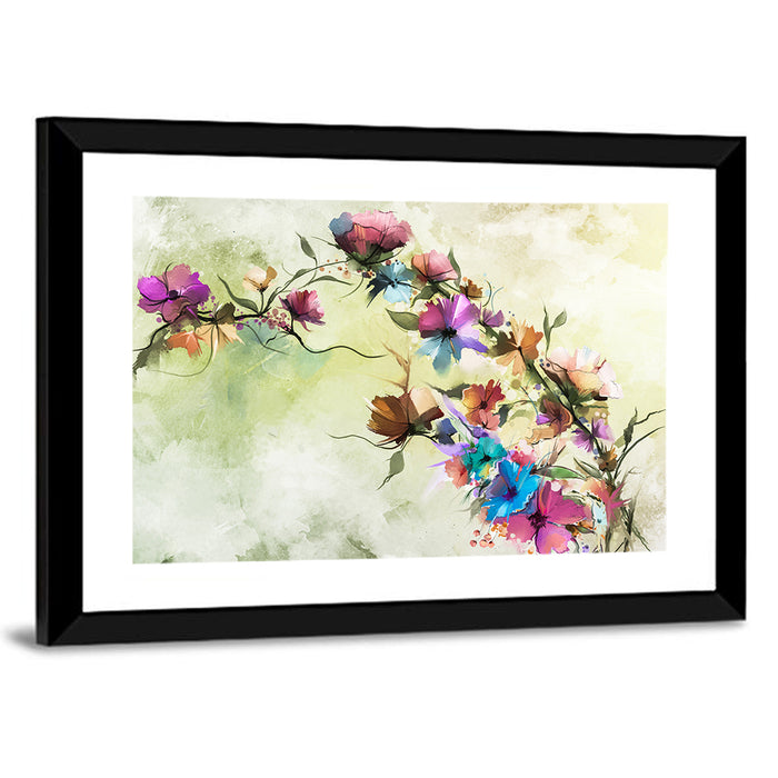 Abstract Floral Branches in Oil Wall Art as a framed print