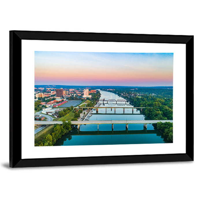 Augusta Savannah River Skyline Wall Art as a framed print