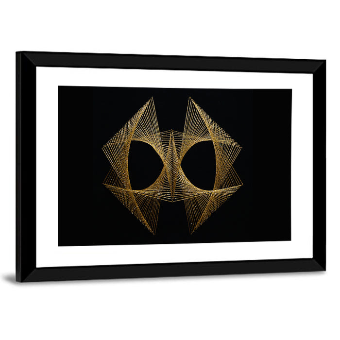 Antique Gold String Geometry Wall Art as a framed print