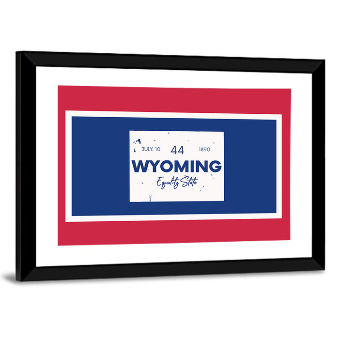 Wyoming Typographic Map Wall Art as a framed print