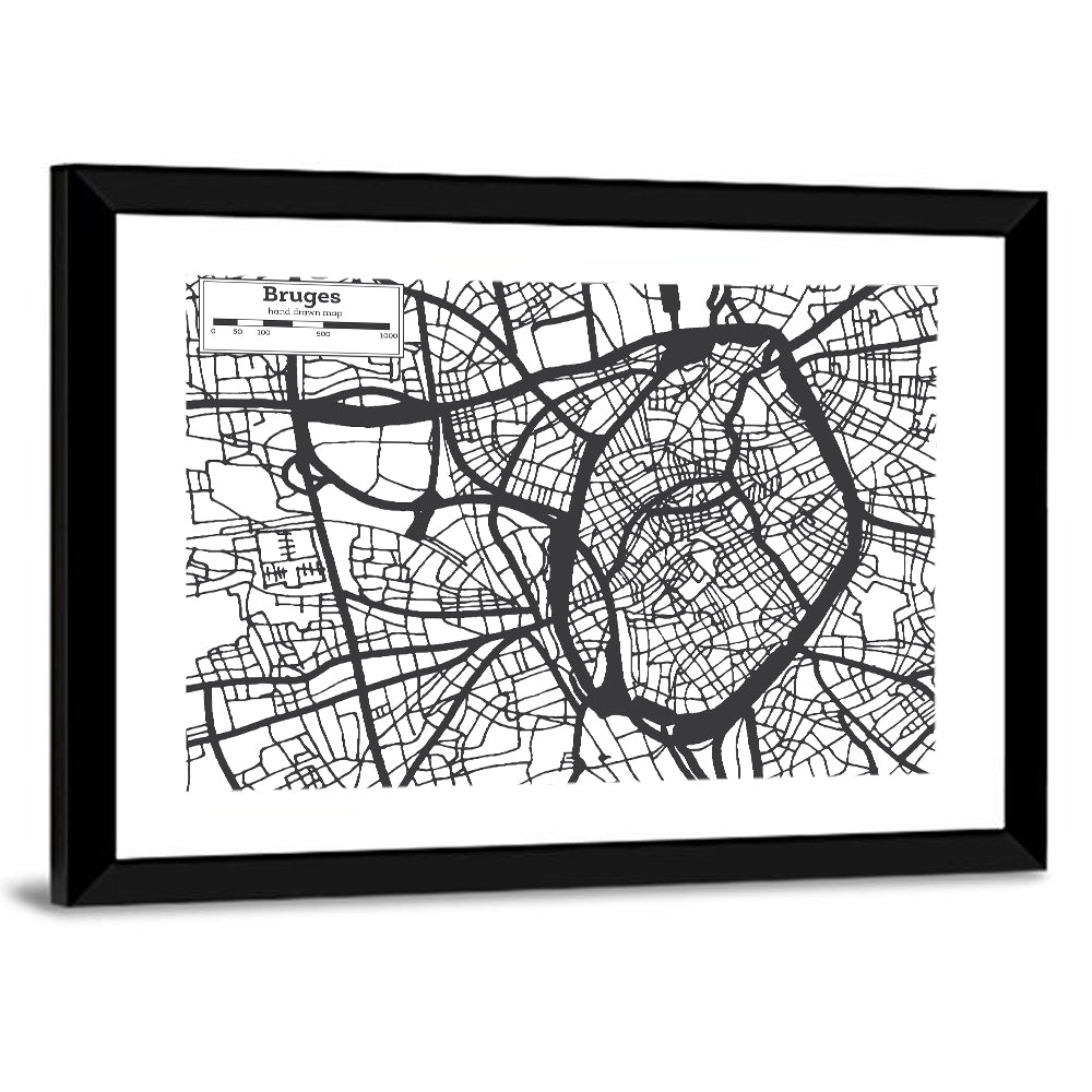 Bruges City Map Wall Art