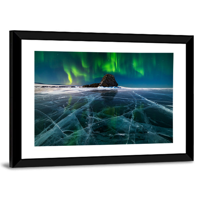 Northern Lights Over Lake Baikal Wall Art as a framed print