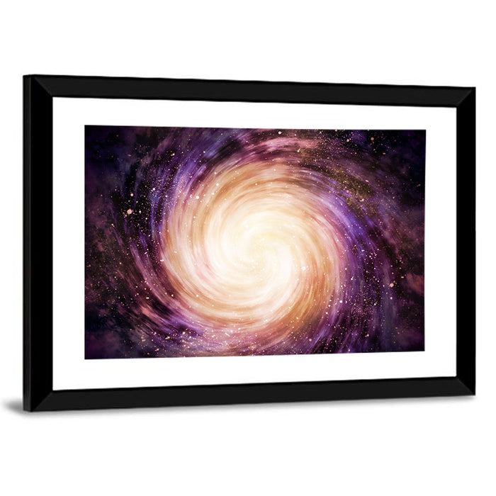 Spiral Galaxy with Golden Core Wall Art as a framed print
