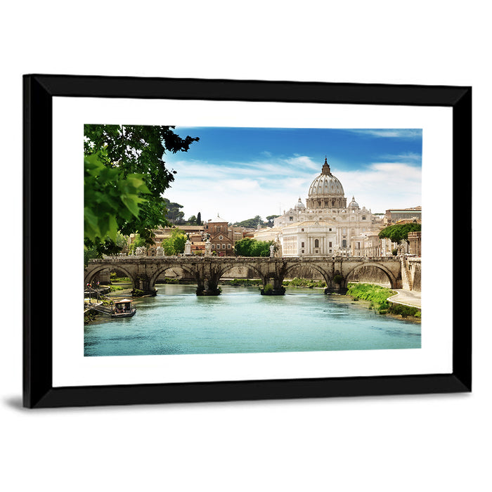 Tiber View with St. Peter's Basilica Wall Art as a framed print