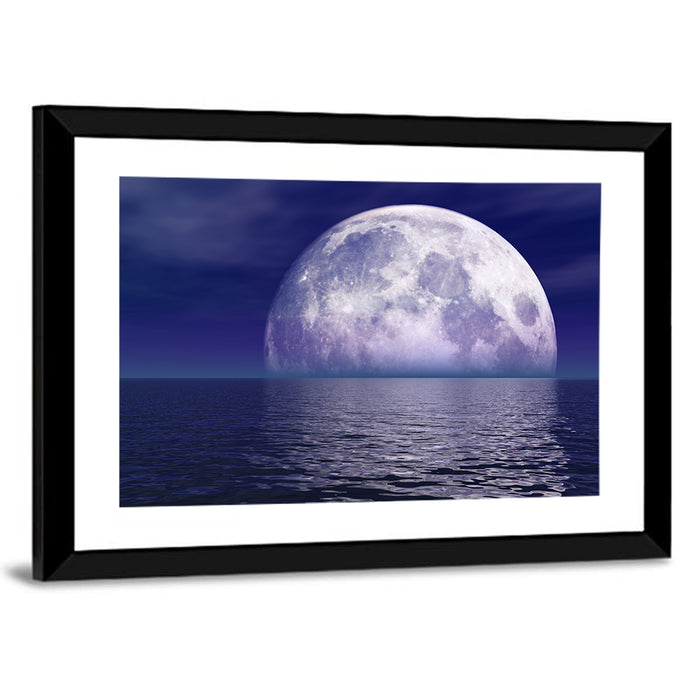 Full Moon Touching Water Wall Art as a framed print