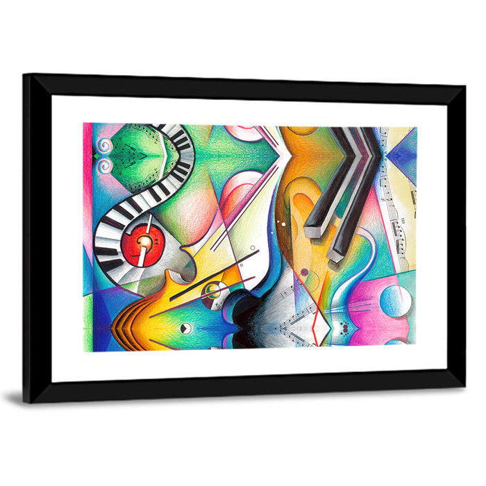 Hand Drawn Music Concept Wall Art as a framed print