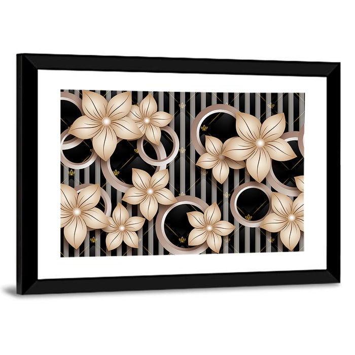 3d Floral Circle Pattern Wall Art as a framed print