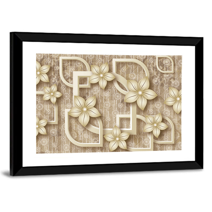 Layered 3d Floral Mural Wall Art as a framed print