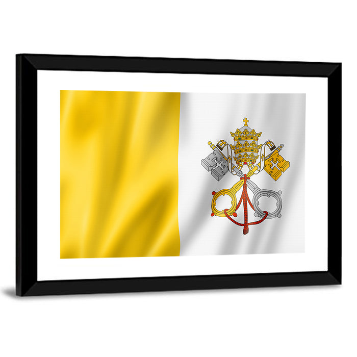 Vatican City Flag with Papal Emblem Wall Art as a framed print