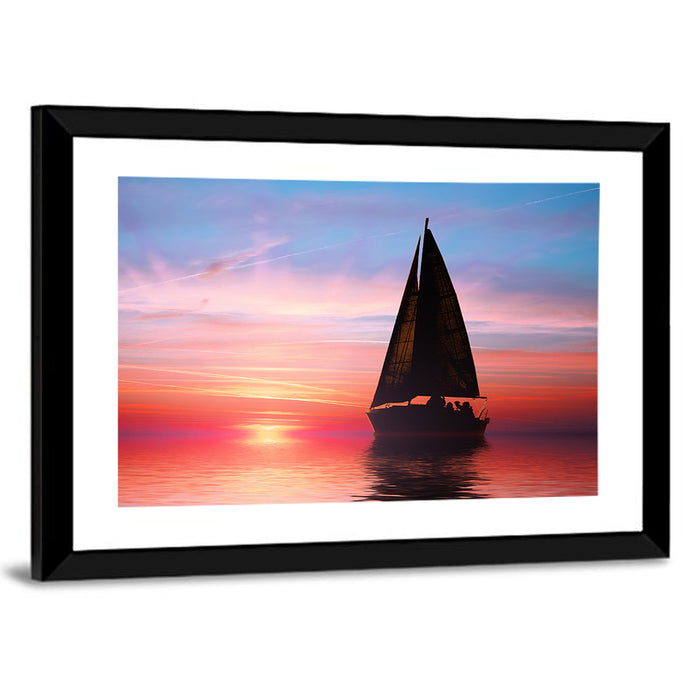 Sailboat at Sunset Wall Art as a framed print