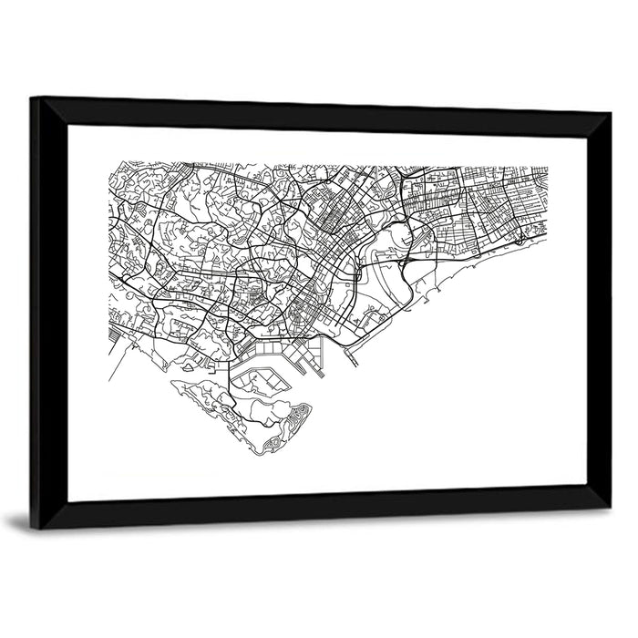 Singapore City Map Wall Art as a framed print