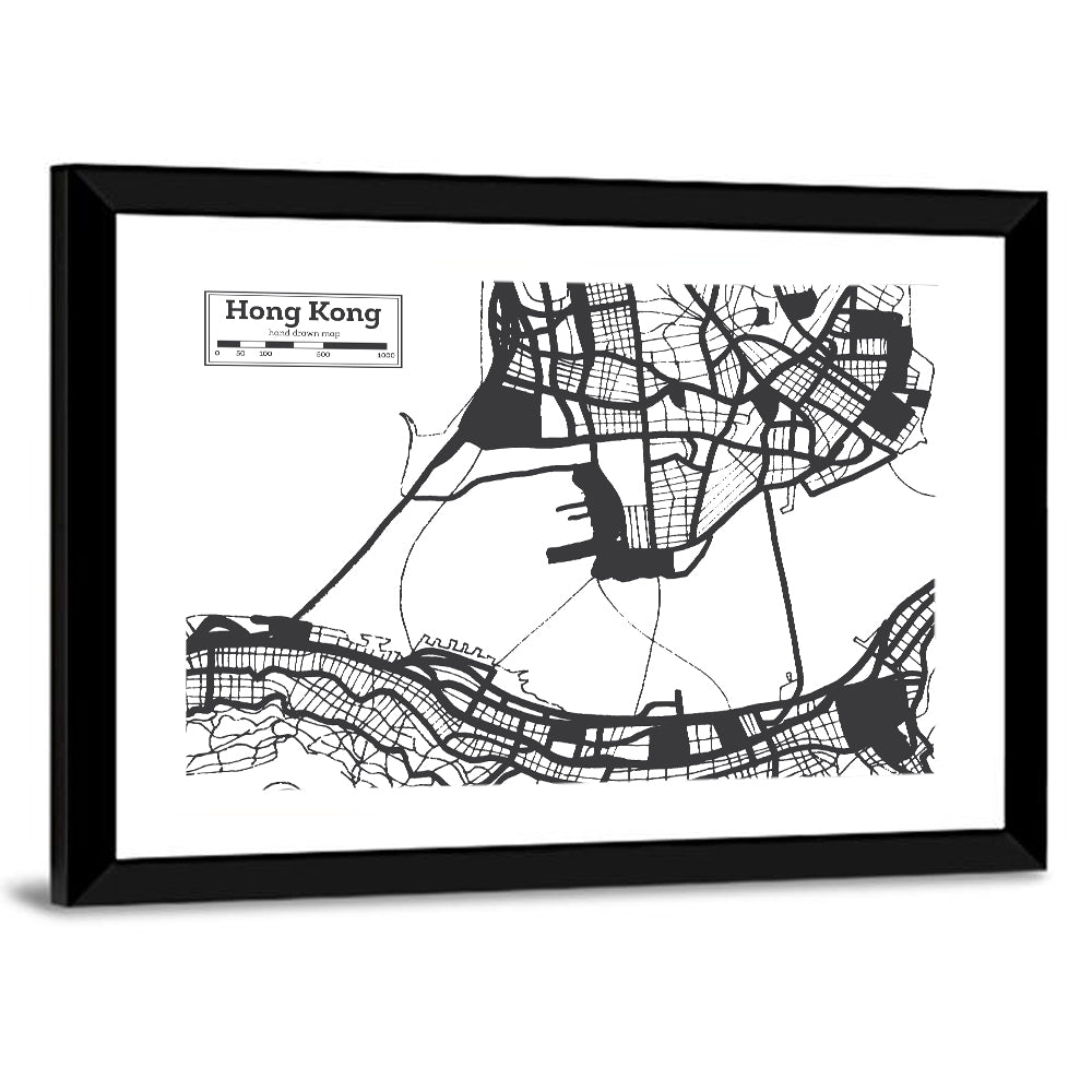 Hong Kong City Map Wall Art