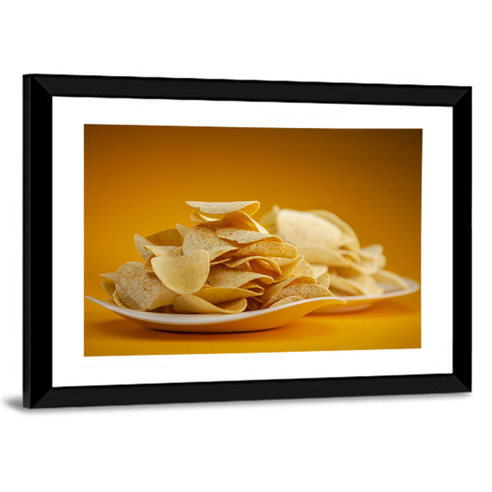 Two Plates of Potato Chips Wall Art as a framed print