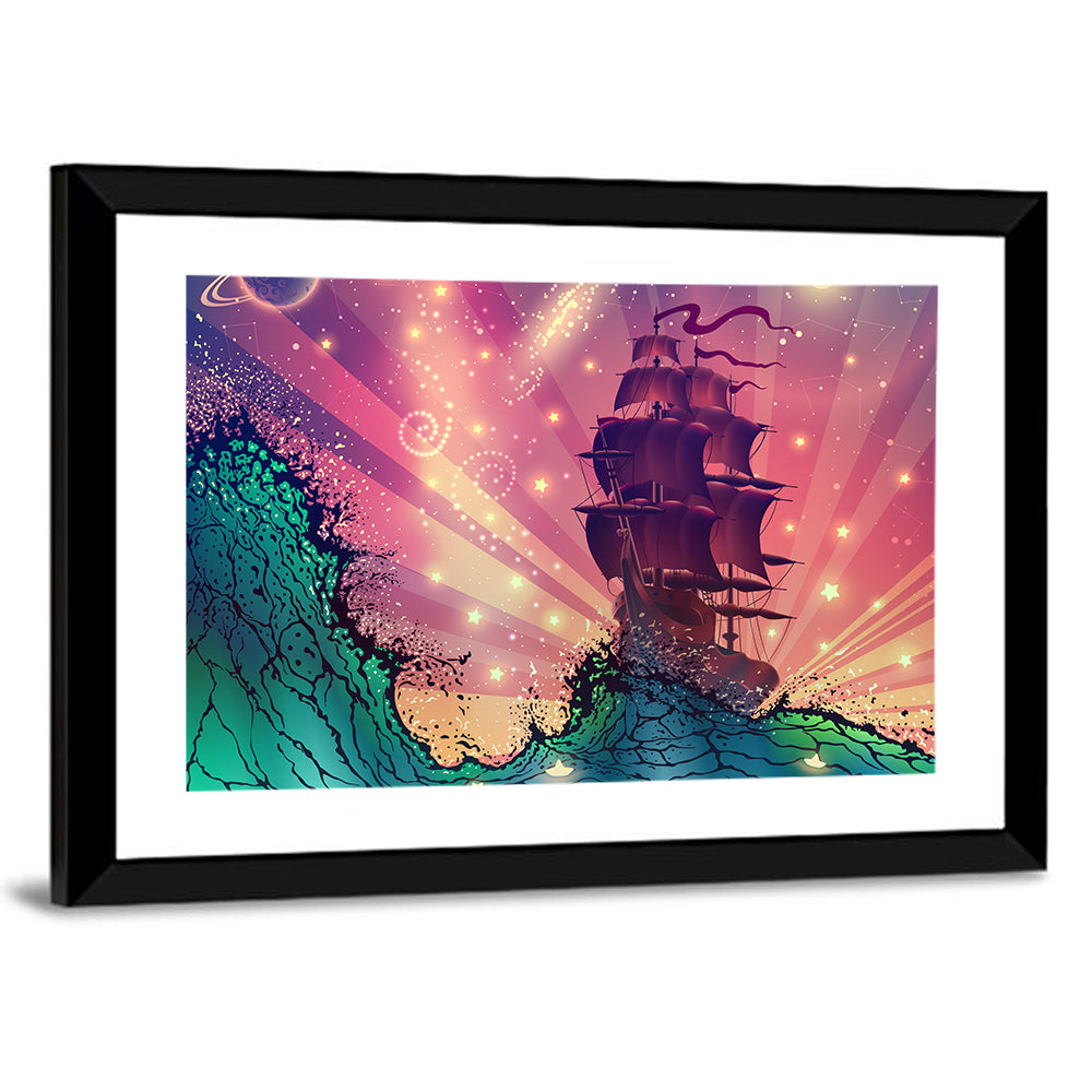 Ship On Sea Waves Wall Art