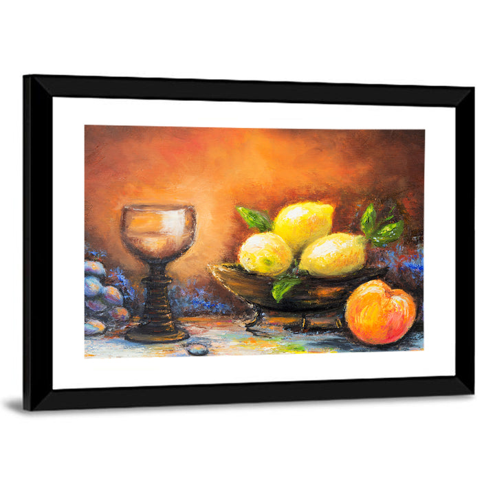 Lemons and Peach Still Life Wall Art