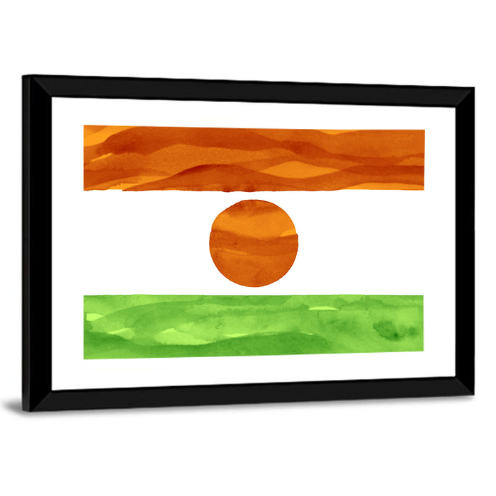 Niger Flag Watercolor Tricolor Wall Art as a framed print