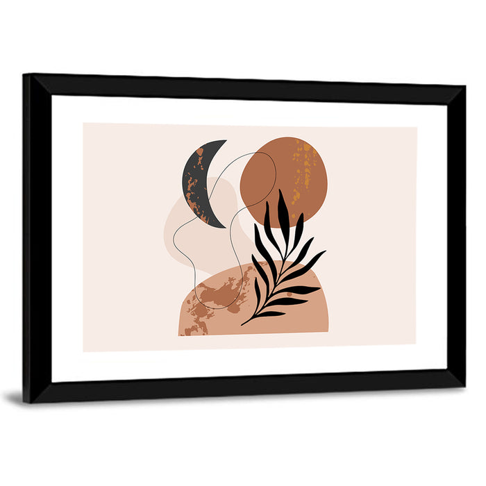 Crescent Moon Botanical Minimalist Wall Art as a framed print