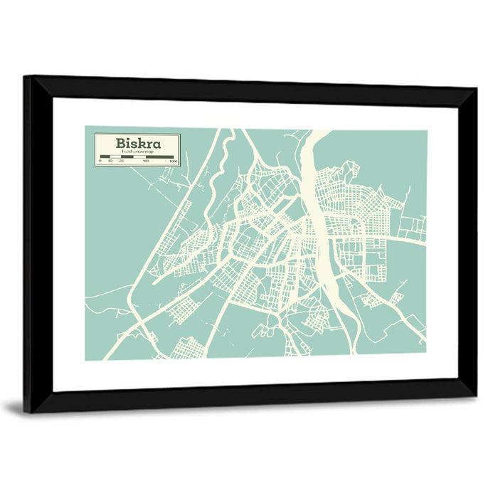 Biskra Aerial Map Wall Art as a framed print