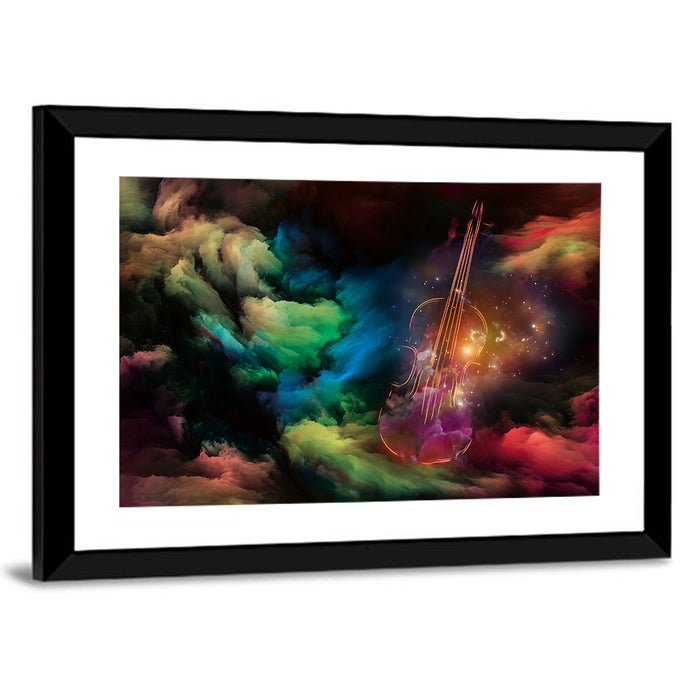 Cosmic Violin Wall Art as a framed print