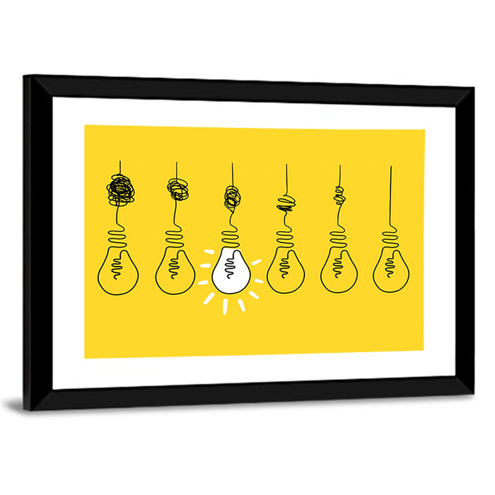 Lightbulb Progression from Complexity to Clarity Wall Art as a framed print