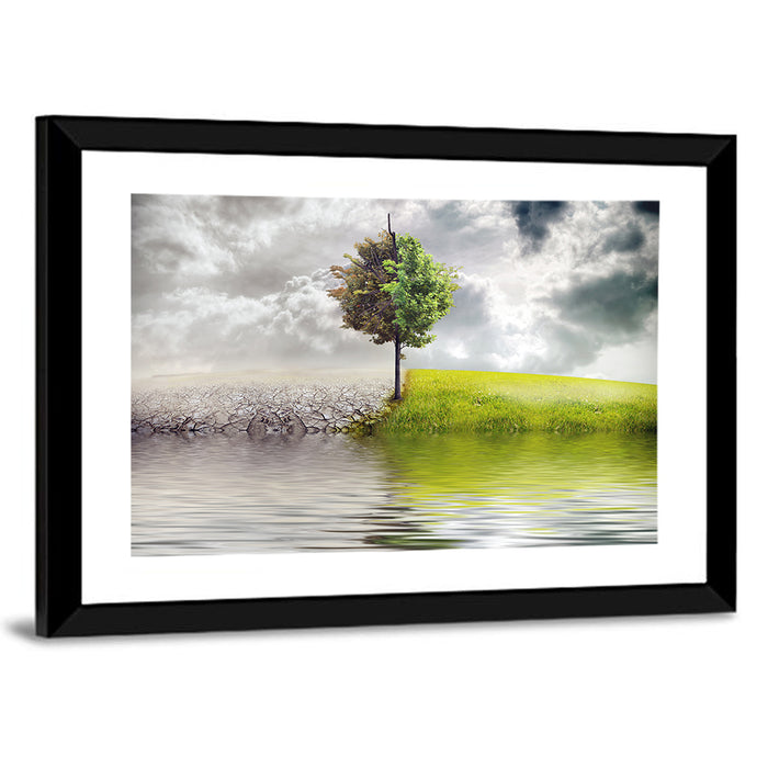 Tree Between Life and Decay Wall Art as a framed print