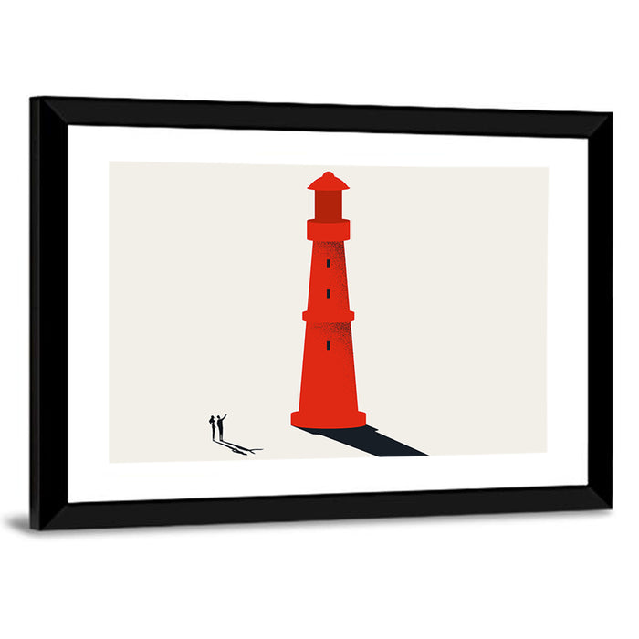 Red Lighthouse Vision Wall Art as a framed print