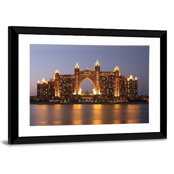 Atlantis the Palm at Night Wall Art as a framed print
