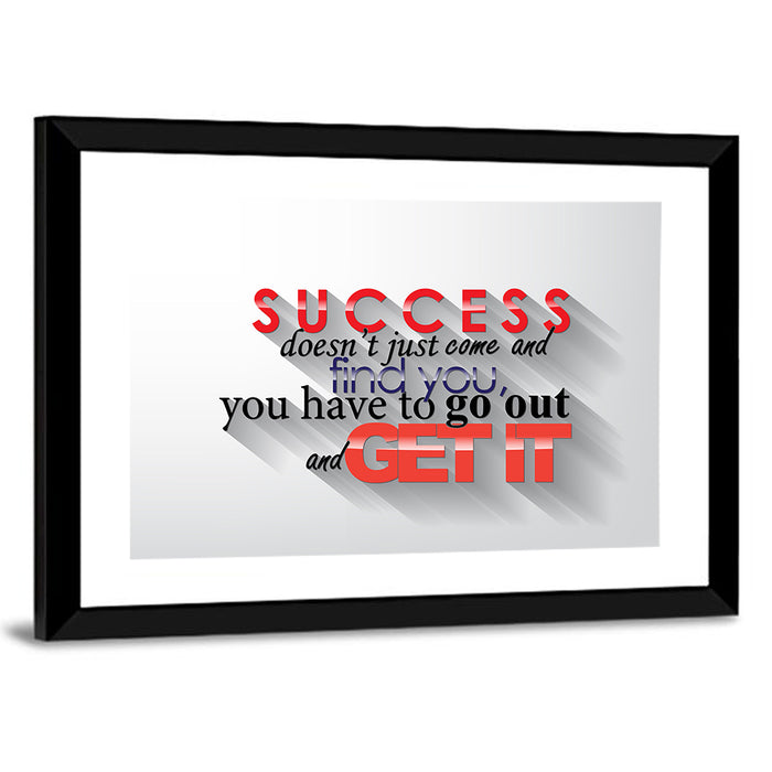 Bold Success Quote Typography Wall Art as a framed print