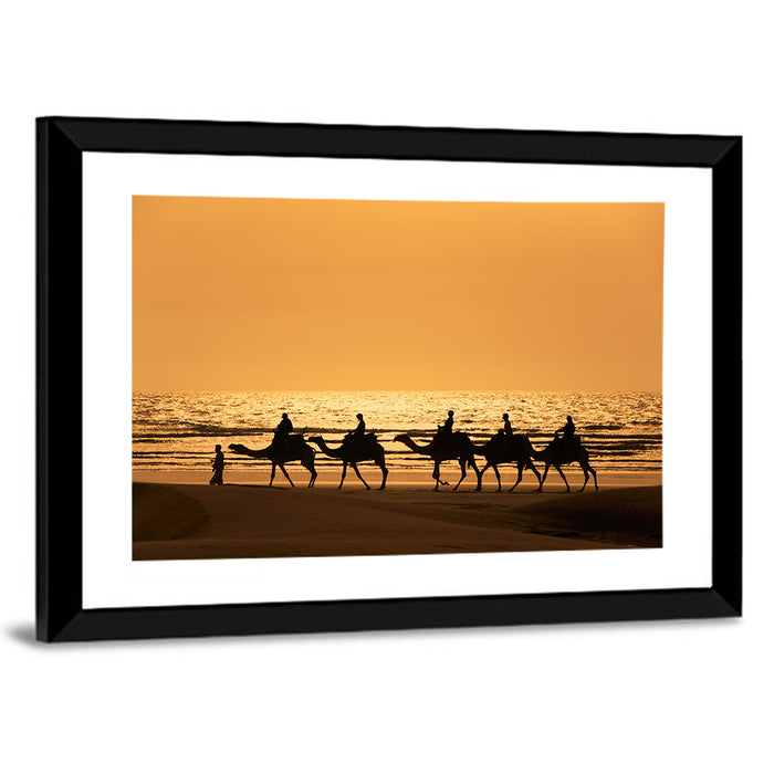 Camel Caravan at Sunset Wall Art as a framed print