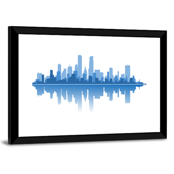 Modern City Silhouette Wall Art as a framed print