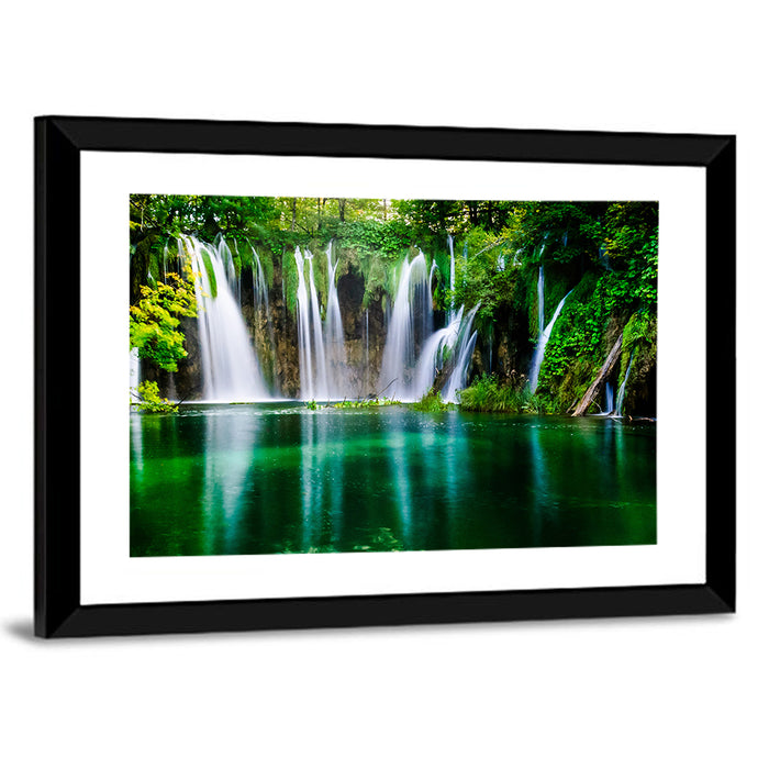 Plitvice Lakes Waterfalls Wall Art as a framed print