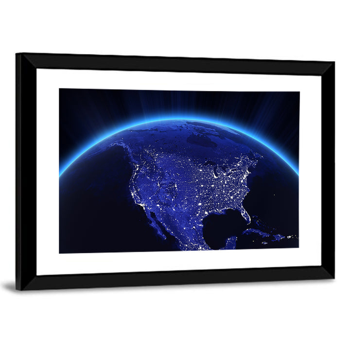 North America City Lights at Night Wall Art