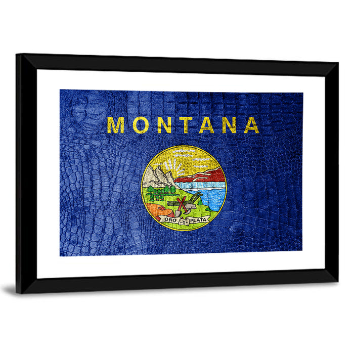 Montana State Flag Wall Art as a framed print