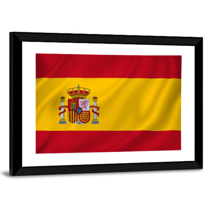 Spanish Flag with Coat of Arms Wall Art as a framed print