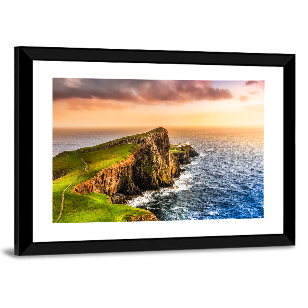 Ocean Coast Sunset At Neist Point Lighthouse Wall Art