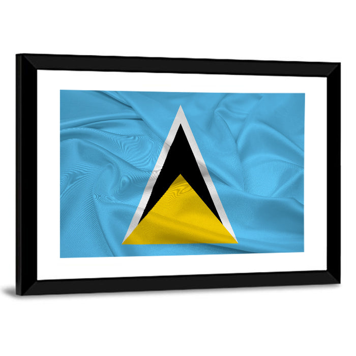 Saint Lucia Flag Geometric Design Wall Art as a framed print