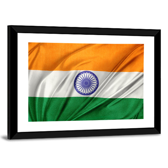 Indian Tricolor with Ashoka Chakra Wall Art as a framed print