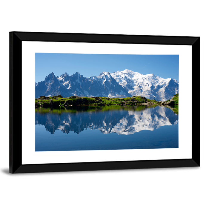 Mont Blanc Reflected in Cheserys Lake Wall Art as a framed print