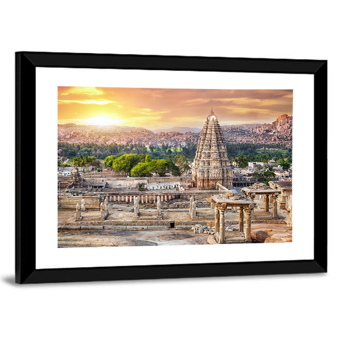 Virupaksha Temple at Sunrise, Hampi Wall Art as a framed print